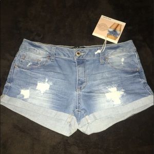 Light wash denim jean shorts